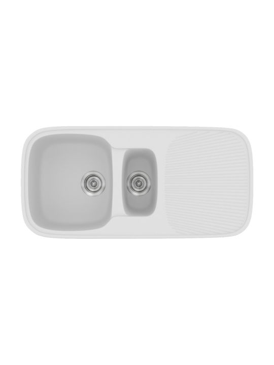 Sanitec Classic 03-02-00 Drop-In Мивка Ляв от Синтетичен Гранит Ш97xД50см Бял