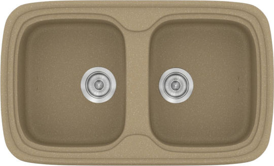 Sanitec Classic Drop-In Chiuvetă din Granit Sintetic L82xW50cm cremă metalică