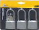 Lalizas SeaLock Steel Padlock Lengthened with Key 30mm 3pcs