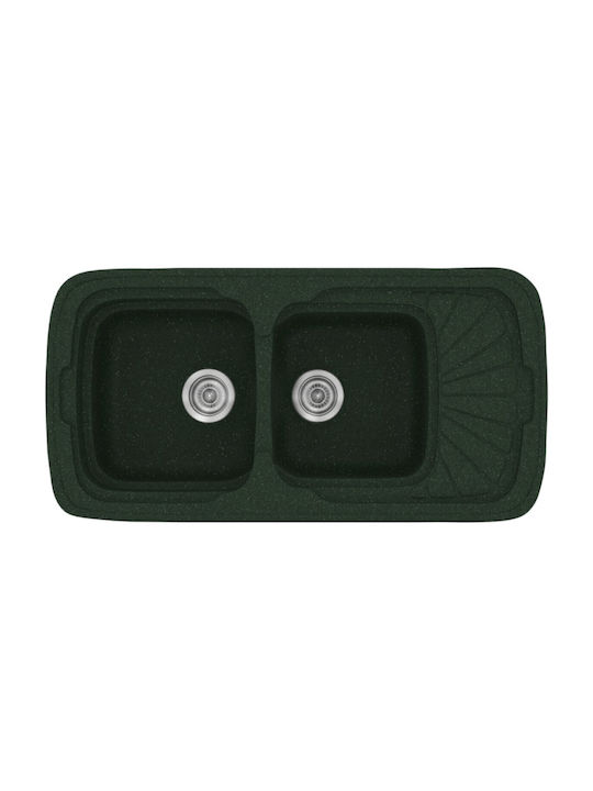 Sanitec Classic Drop-In Sink Left Synthetic Granite W96xD51cm Granite Green