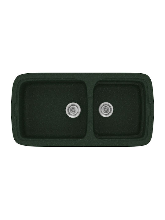 Sanitec Classic Drop-In Spüle Links aus Verbundgranulat B96xT51cm Granite Green