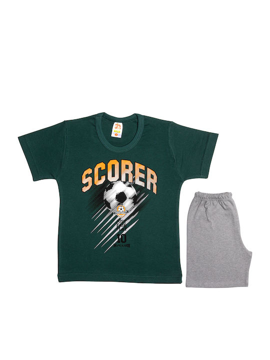 Nina Club Scorer Set Top & Bottom Kids Summer Cotton Pyjamas Green