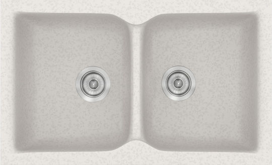 Sanitec Classic Undermount Sink Synthetic Granite W81xD50cm Metallic Ice