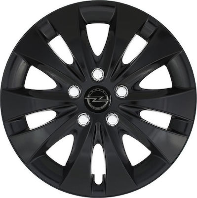 Jestic Car Hubcap Set Storm X with Opel Emblem 15" 4pcs Black