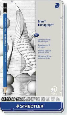 Staedtler Mars Lumograph Set de 12 Creioane Albastru