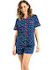 Vienetta Secret Set Summer Women's Pajamas Navy Blue