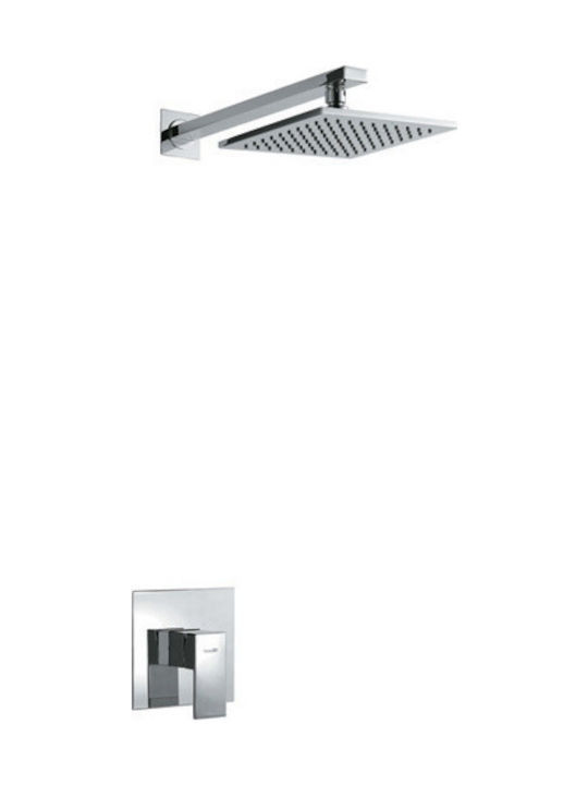 Ravenna Box 10 Wall Built-In Shower Head and Faucet Set with 1 Exit Silver