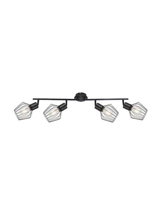 Rabalux Spot with 4 Lights and with Socket E27 in Black Color