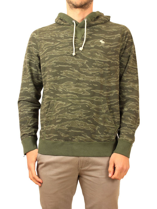 Abercrombie & Fitch Men's Sweatshirt with Hood and Pockets Green