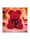 Ursuleț din Trandafiri Artificiali Bordeaux 40cm în cutie Dorosimo
