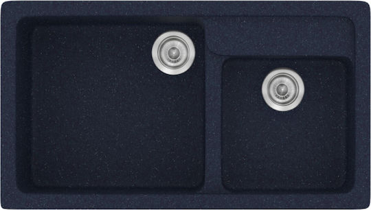 Sanitec Classic Drop-In Spüle Links aus Verbundgranulat B90xT51cm Granite Blue