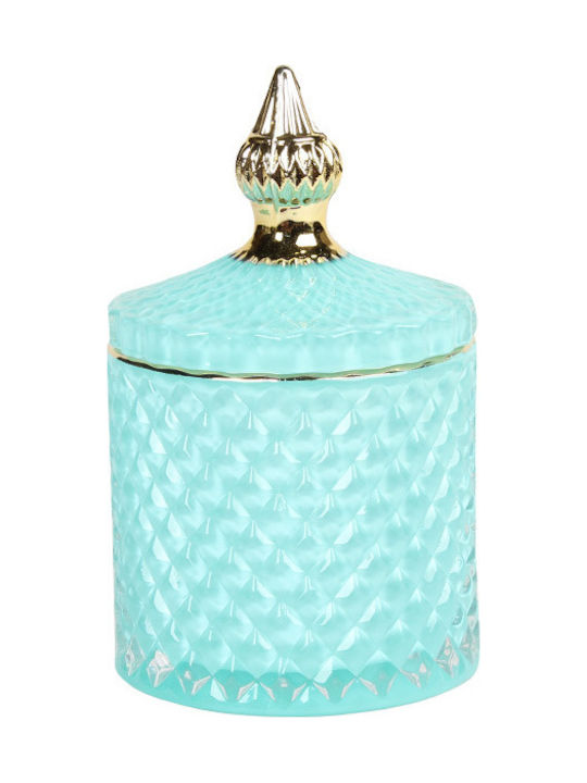 Keskor Фонтанера Стъклен с Капак 8.5x8.5x14см Turquoise/Gold