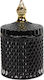 Keskor Glass Sweet Jar with Lid Black/Gold 10.5x10.5x18cm
