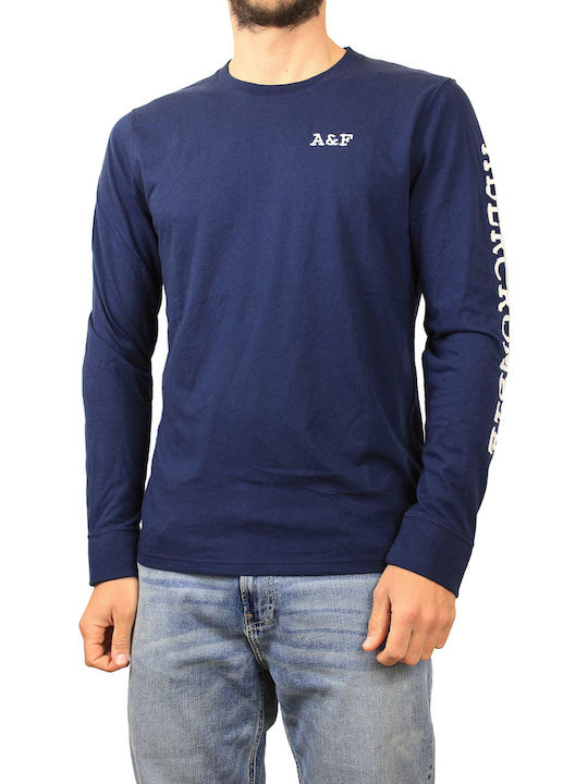 Abercrombie & Fitch Ανδρική Μπλούζα Μακρυμάνικη Navy Μπλε