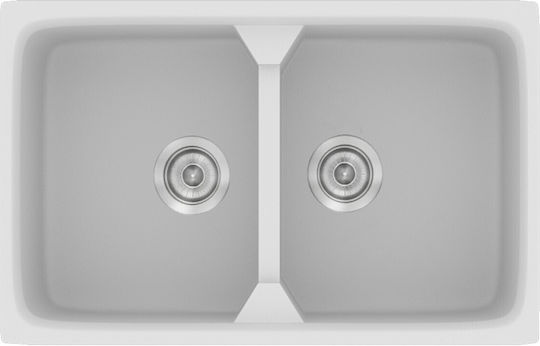 Sanitec Classic 03-02-00 Drop-In Spüle aus Verbundgranulat B78xT51cm White