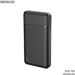 Remax RPP-167 Power Bank 30000mAh με 2 Θύρες USB-A Μαύρο