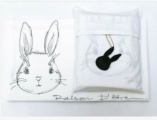 Raison D' Etre Blanket Cot Rabbit De Niro Waffle White 120x160cm