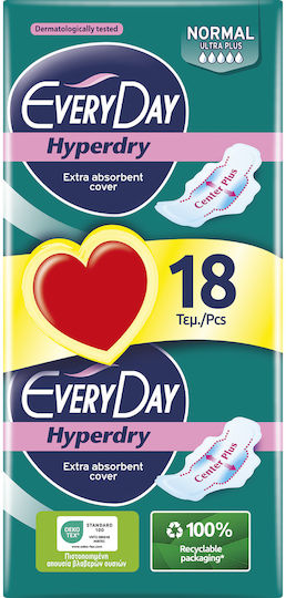 Every Day Hyperdry Normal Ultra Plus Σερβιέτες με Φτερά για Κανονική Ροή 5 Σταγόνες σε Διπλή Συσκευασία 2x9τμχ
