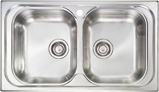 Sanitec Ένθετος Νεροχύτης Inox Σαγρέ Μ86xΠ50cm Ασημί