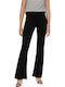 Damen Stoff Hose Schlag in Schlanker Passform Schwarz