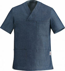 Egochef Bluse Koch Unisex Blau mit Kurzärmelig