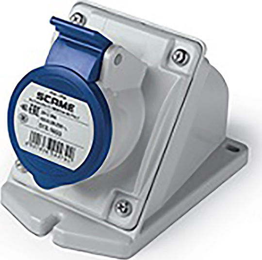 Scame Optima Female Industrial Socket Wall-mounted Female Socket 3P 16A IP44 512.1653