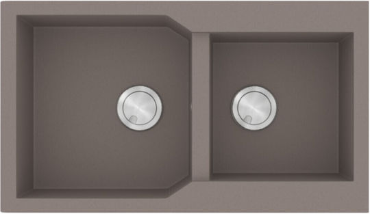 Sanitec Ultra Granite Drop-In Kitchen Sink Made of Liquid Granite L86xW50cm Sienna