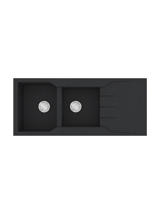 Sanitec Ultra Granite Drop-In Sink Left Synthetic Granite W116xD50cm Grafite