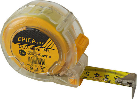 Epica Star Μετροταινία με Αυτόματη Επαναφορά 25mm x 7.5m