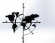 Freebox Decorative Silhouette World Map Black Made of Metal 50x1.5x48cm