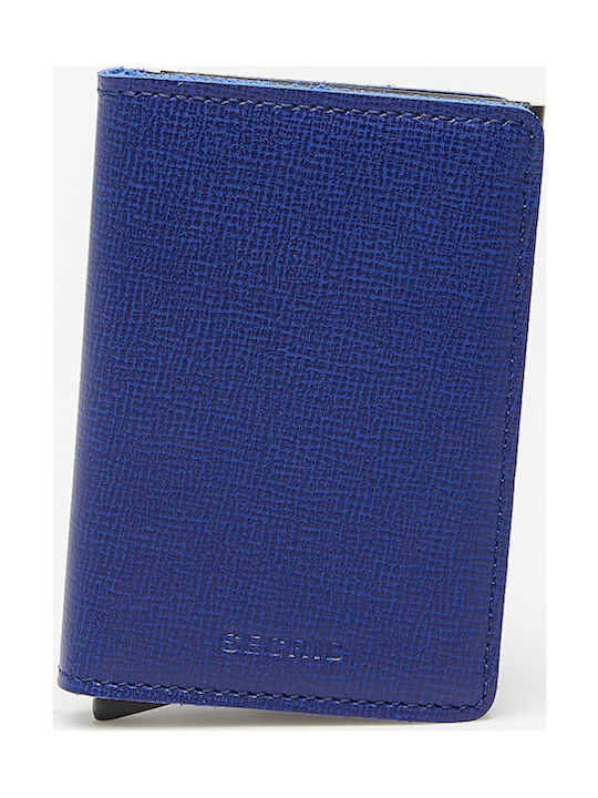 Secrid Slimwallet Crisple Men's Leather Card Wallet with RFID και Slide Mechanism Blue