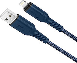 Hoco Victory X59 Împletit USB-A la Cablu Lightning Albastru 1m