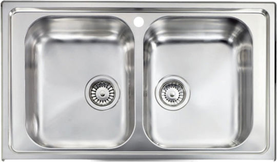 Sanitec Ένθετος Νεροχύτης Inox Σαγρέ Μ86xΠ50cm Ασημί