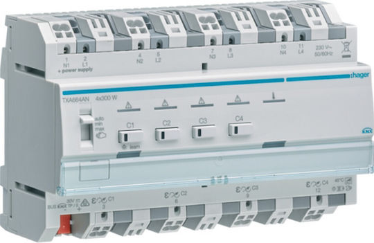 Hager Zeitrelais KNX Easy Aktivator KNX Lichtsteuerung Easy 4 Ausgänge 300W TXA664AN