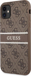 Guess 4G Printed Stripe Задна корица Пластмаса Устойчив на удар Кафяв (iPhone 11) GUHCN614GDBR