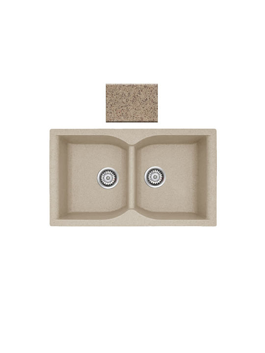 Crown R-86 Economic 6886 6886-30 Drop-In Chiuvetă din Granit Sintetic L86xW50cm Nisip de granit
