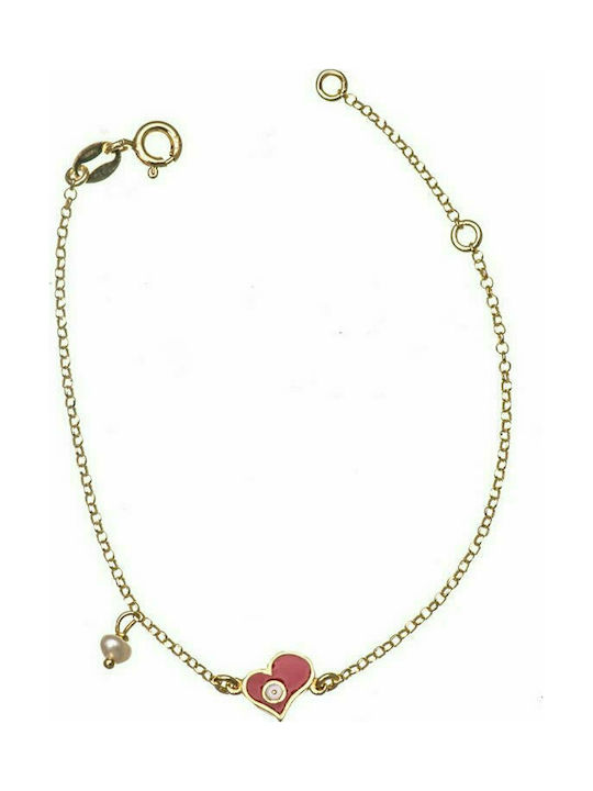 Children's bracelet made of gold plated silver 925 with heart