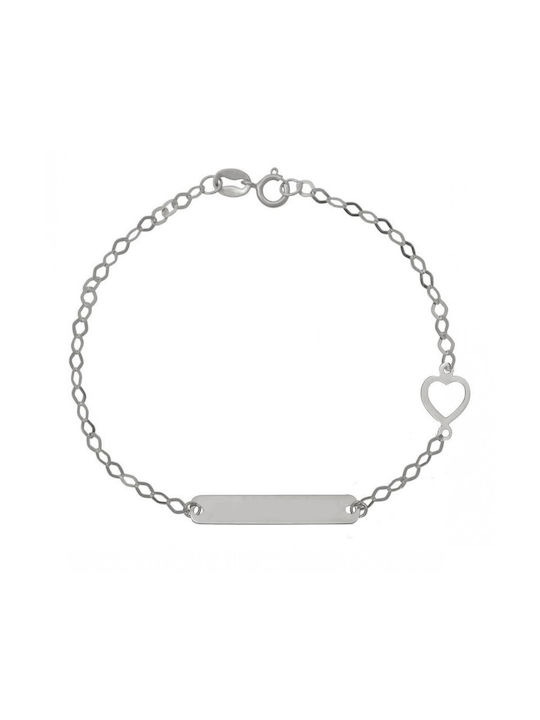 White gold identity bracelet with heart BA32345F 9 Carat