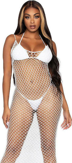 Leg Avenue 86963 Woven Twist Net Maxi Dress Sexy Φόρεμα White