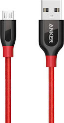 Anker PowerLine + A8142G91 Braided USB 2.0 σε micro USB 0.9m Κόκκινο