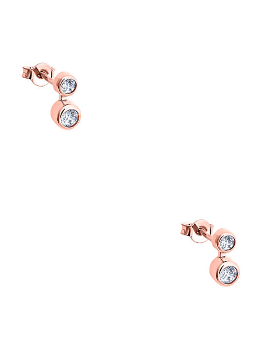 Silver earrings "Reflection" rose gold plated