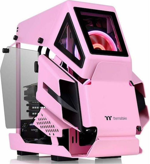 Thermaltake AH T200 Гейминг Micro Tower Компютърна кутия със странично прозорче Розов