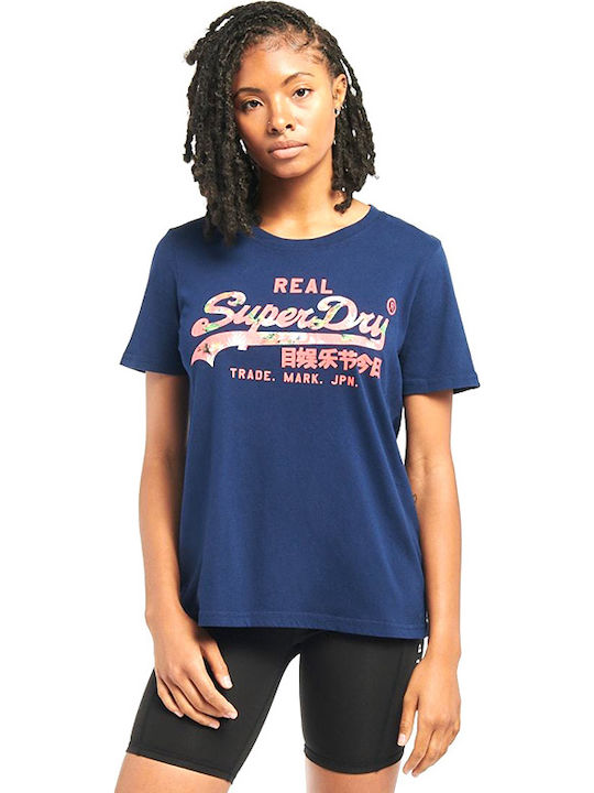 Superdry Vintage Infill Γυναικείο T-shirt Navy Μπλε