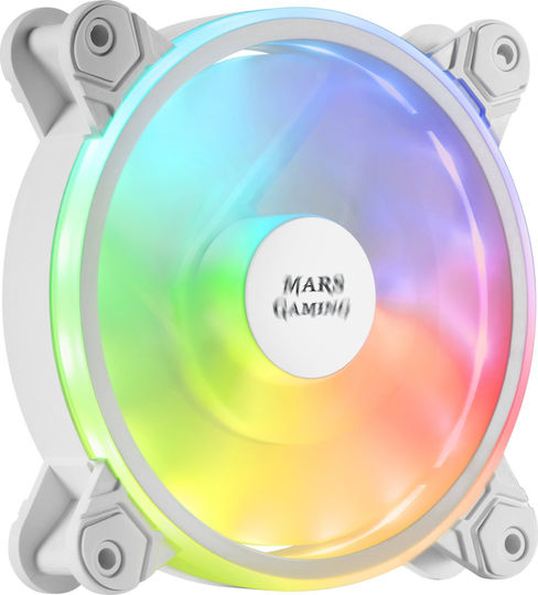 Mars Gaming MFX Case Fans 120mm 1100rpm 31cfm with ARGB Lighting and Connection 3-Pin 4-Pin Molex 6-Pin White