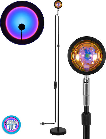 GloboStar Rainbow Blue 180° LED Подова Лампа В94xД87.5см. Черен