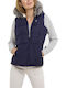 U.S. Polo Assn. Women's Short Puffer Jacket for Winter with Hood Navy Blue