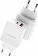 Dux Ducis Зарядно без кабел с USB-A порт и USB-C порт 20W Бял (C70)