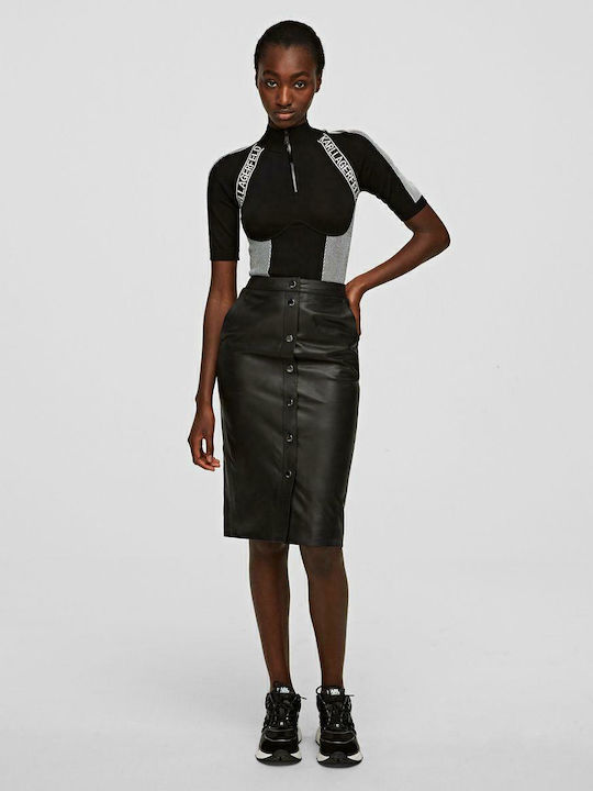 Leather Pencil High-waisted Midi Skirt Black