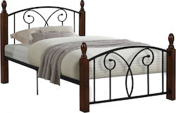 Κρεβάτι Ημίδιπλο Μεταλλικό Μαύρο για Στρώμα 110x190cm