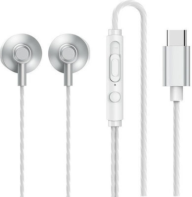 Remax RM-711a Earbuds Handsfree με Βύσμα USB-C Ασημί